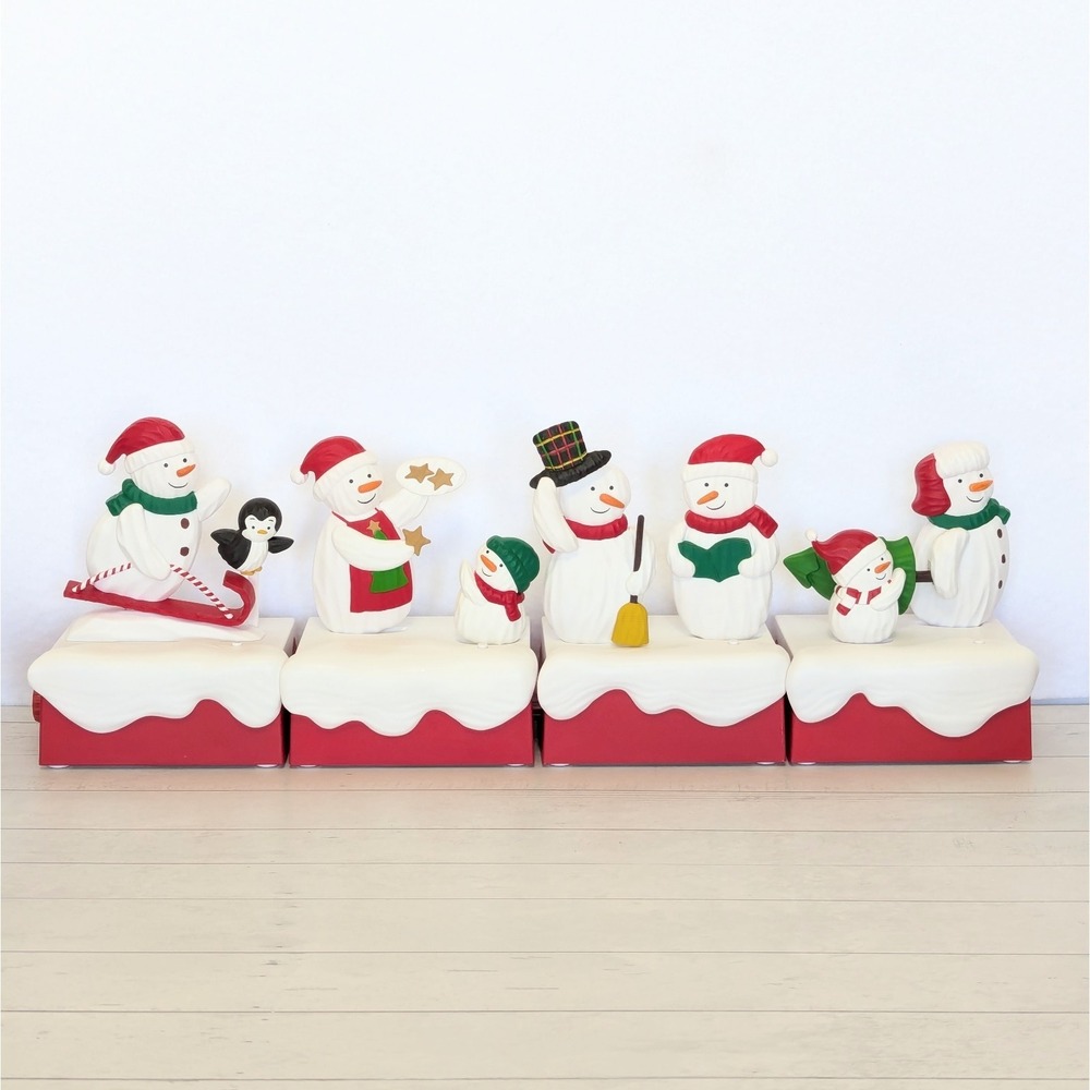 Hallmark 2018 Snow Many Memories Snowman Set of 4 w/Music & Motion Tested *VIDEO